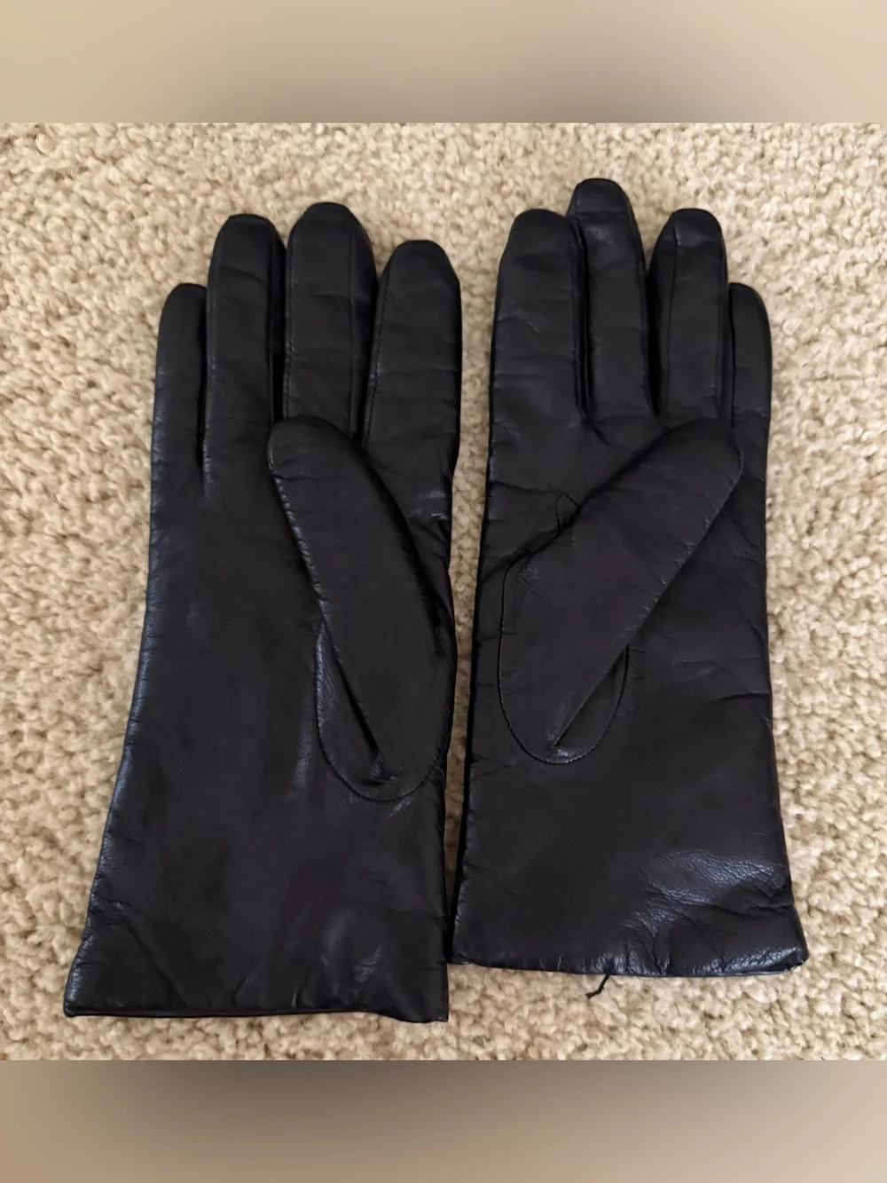 Black Women's Leather Gloves with cashmere inside